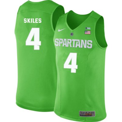 Men Michigan State Spartans NCAA #4 Scott Skiles Green Authentic Nike Stitched College Basketball Jersey KN32K38WJ